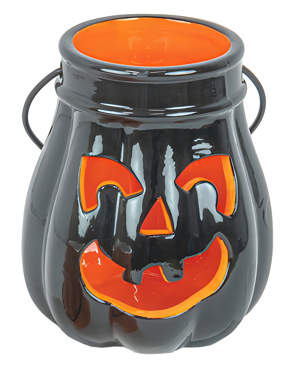Halloween Ceramic Pumpkin Lantern Black 13cm
