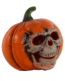 Halloween Kürbis mit leuchtender Totenschädel Fratze 21cm