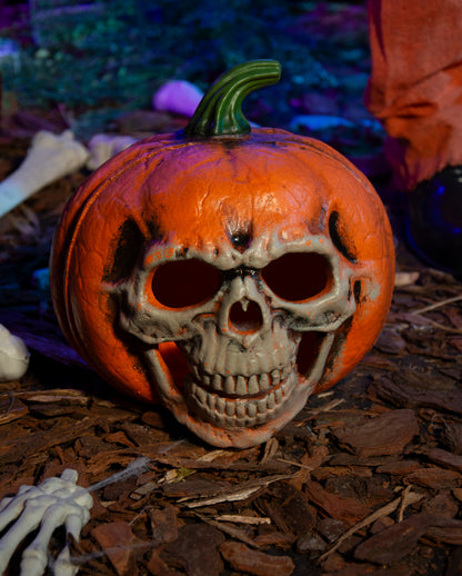 Halloween Pumpkin With Illuminated Skull Grimace 21cm