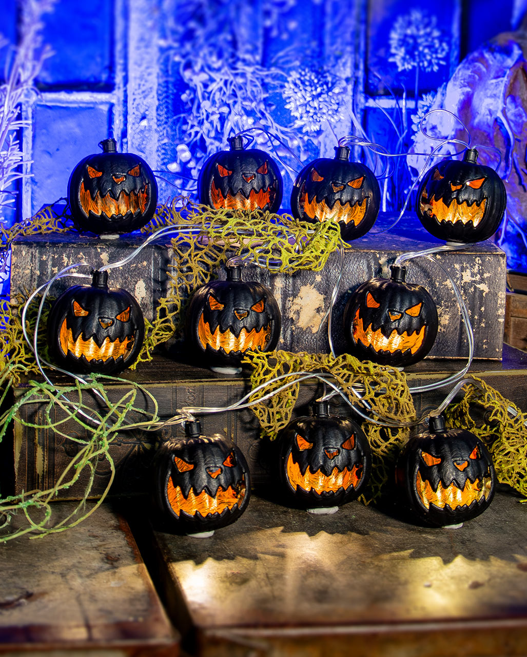 Halloween Light Chain With Black Pumpkins 230cm
