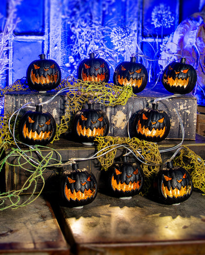 Halloween Light Chain With Black Pumpkins 230cm