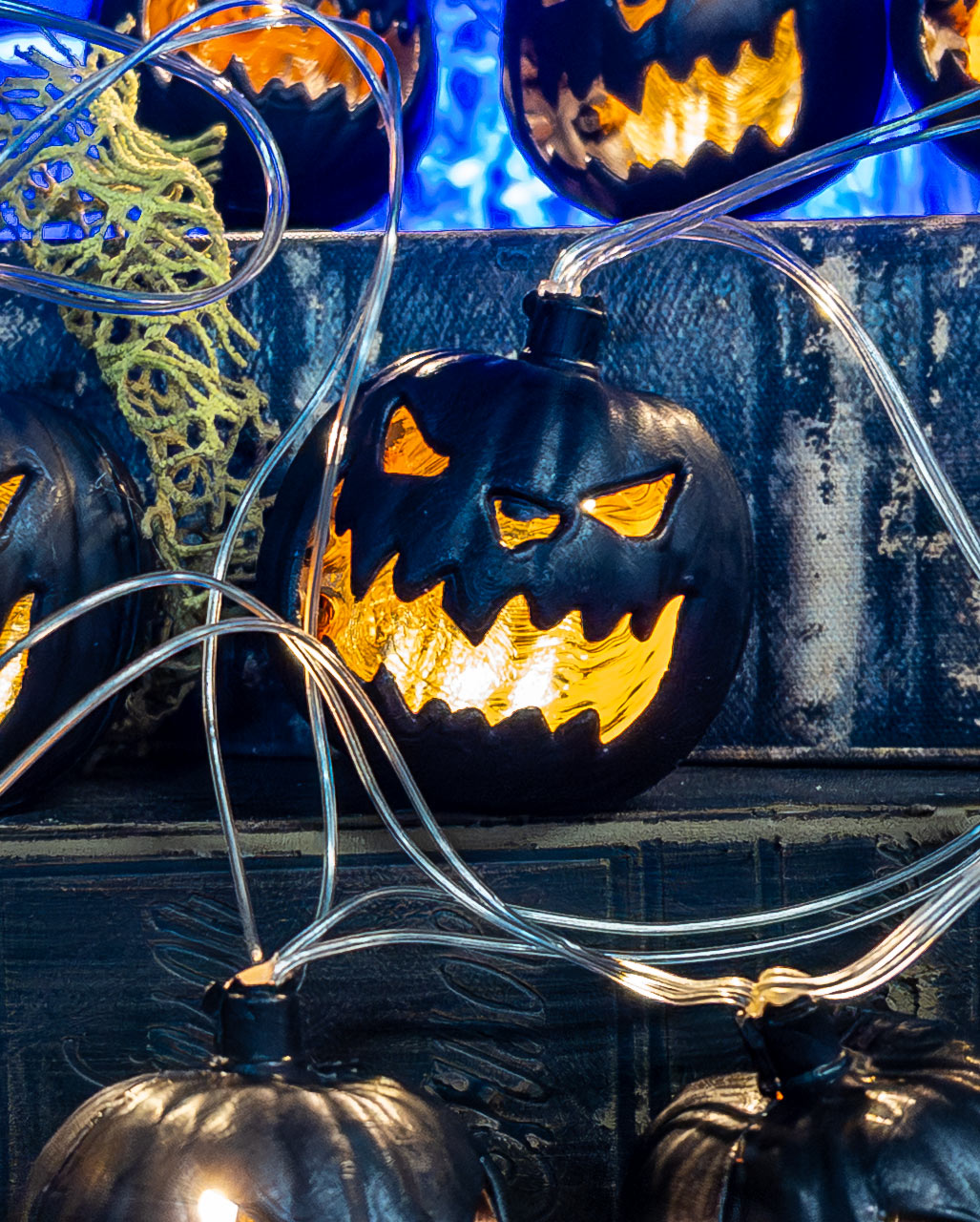 Halloween Light Chain With Black Pumpkins 230cm