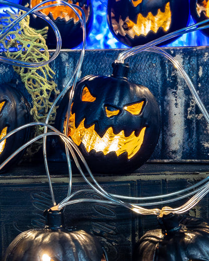 Halloween Light Chain With Black Pumpkins 230cm