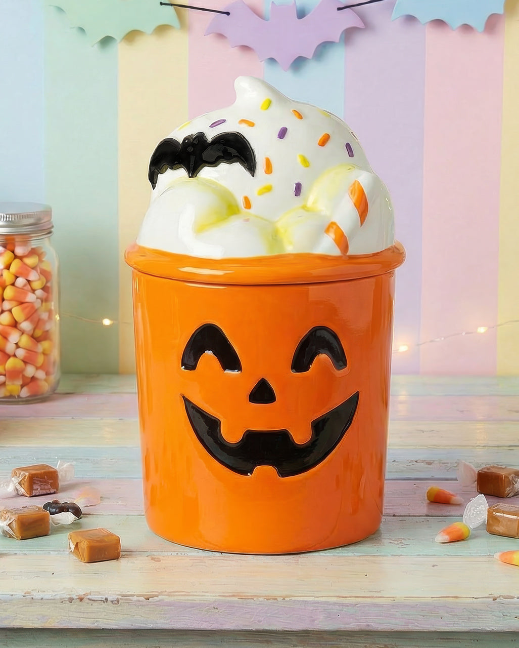 Halloween Milkshake Keksdose mit Sahnehaube Deckel 23cm