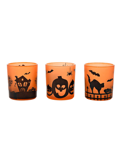 Halloween Motiv Teelichtgläser als 3er-Set