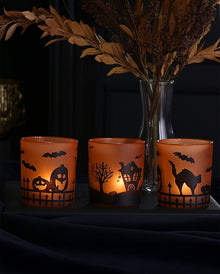 Halloween Motiv Teelichtgläser als 3er-Set