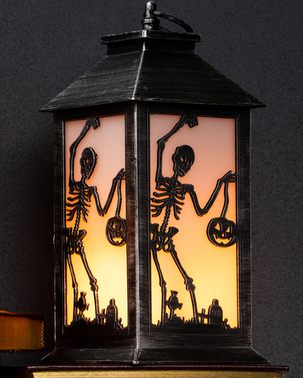 Schattenspiel Halloween Laterne Skelett Motiv