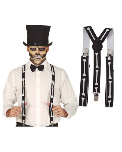 Halloween Skeleton Suspenders With Bone Motif
