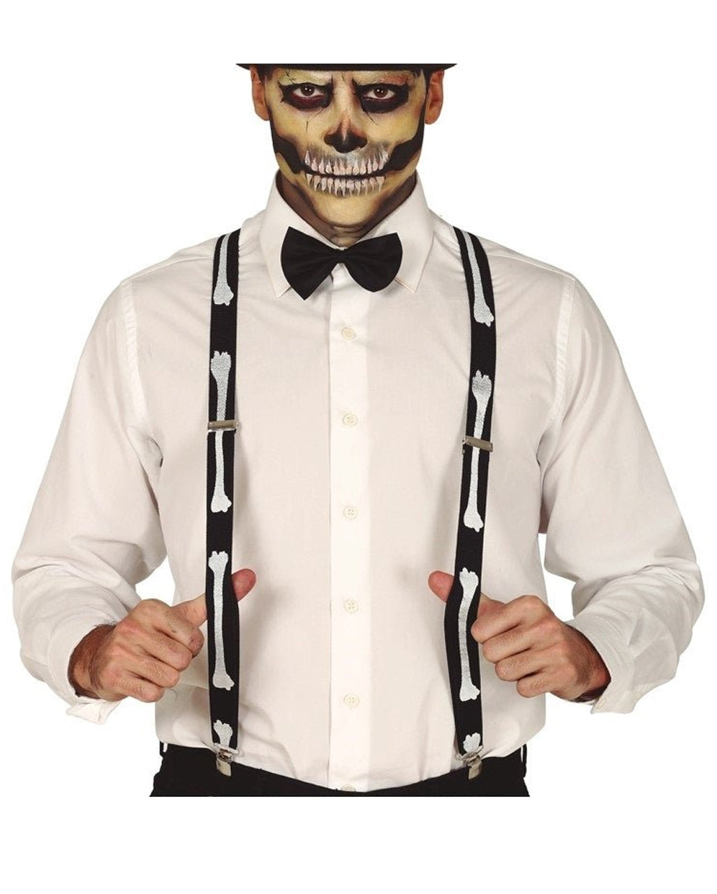 Halloween Skeleton Suspenders With Bone Motif