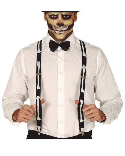 Halloween Skeleton Suspenders With Bone Motif
