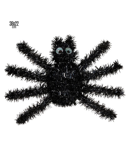 Schwarze Spinne aus Lametta