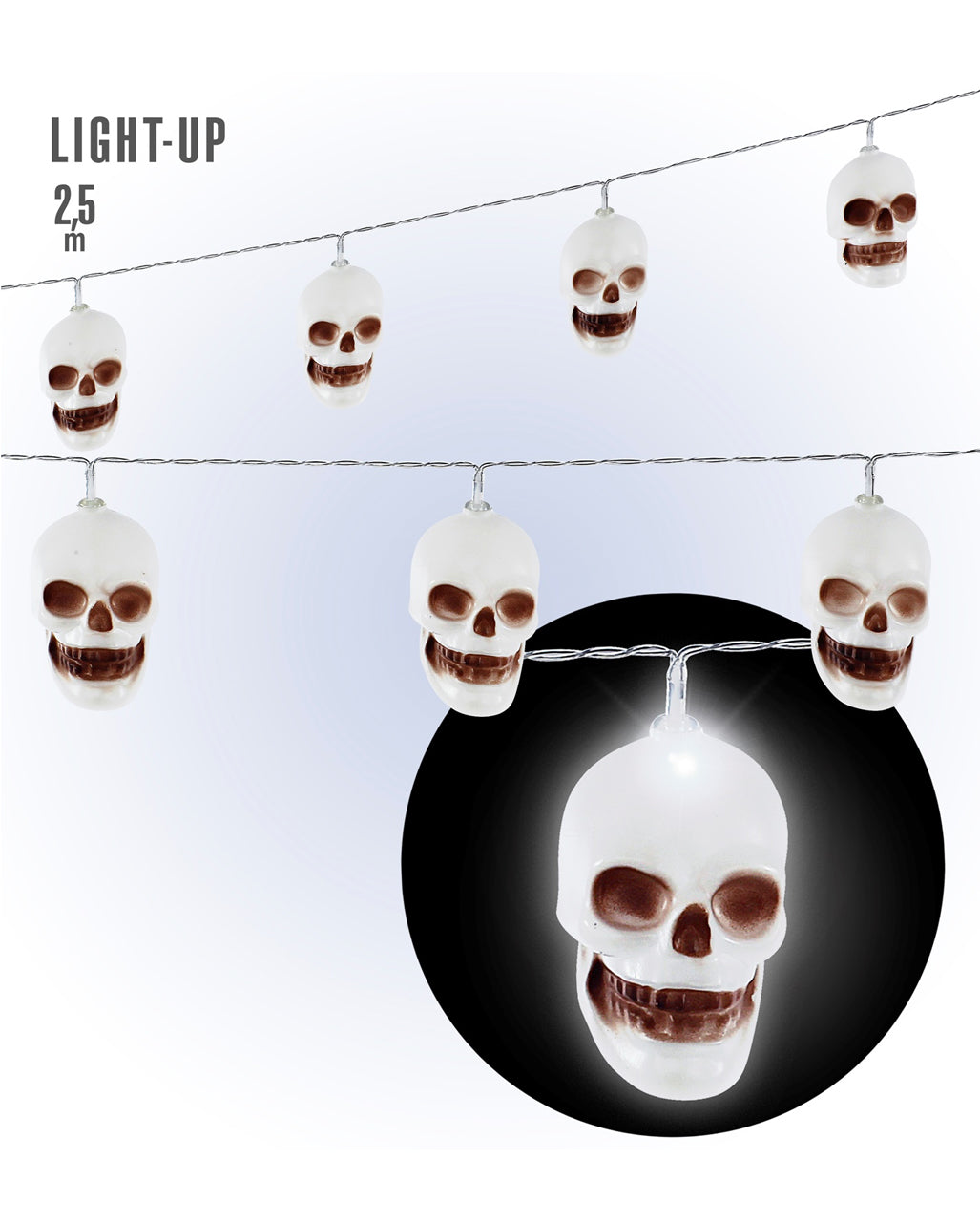 Halloween Totenschädel Lichterkette 2,5m