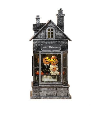 Leuchtendes Wasserhaus mit Pumpkin Paar 27cm