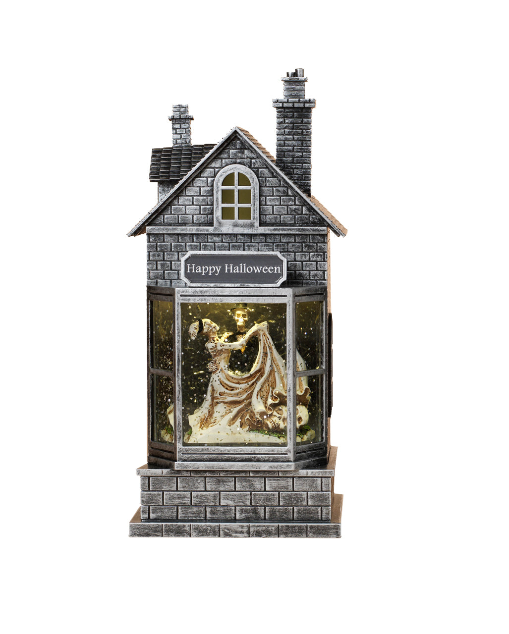 Leuchtendes Wasserhaus mit Skelett Hochzeitspärchen 27cm