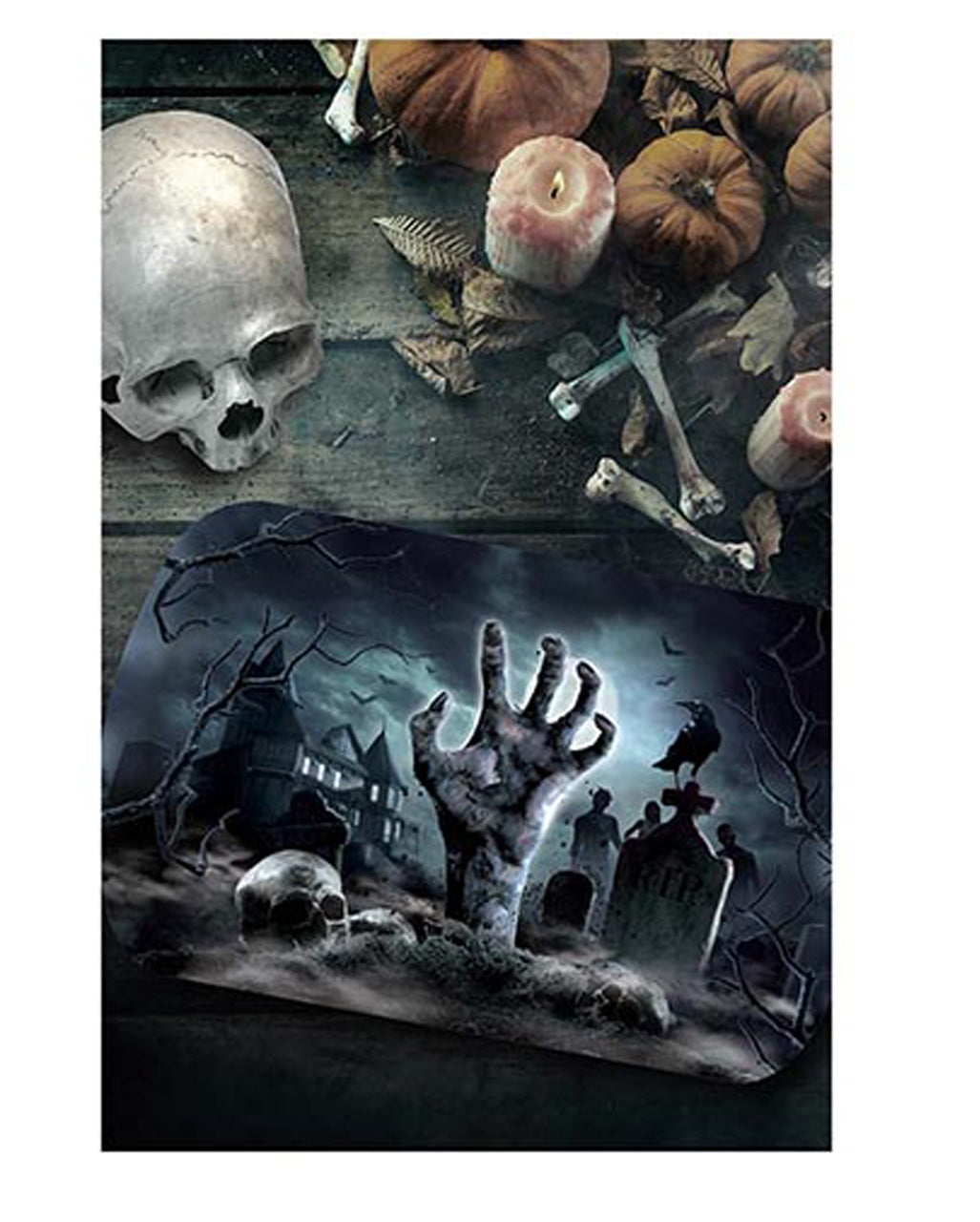 Zombie Friedhof Halloween Tablett