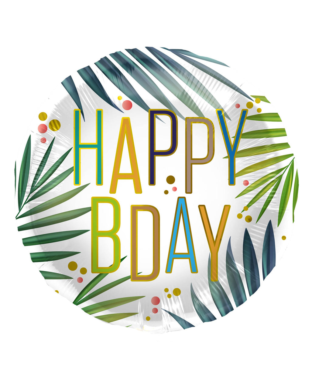 Happy Birthday Foil Balloon With Palm Leaves 45cm