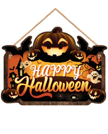 Happy Halloween & Kürbis Holzschild 35x20cm