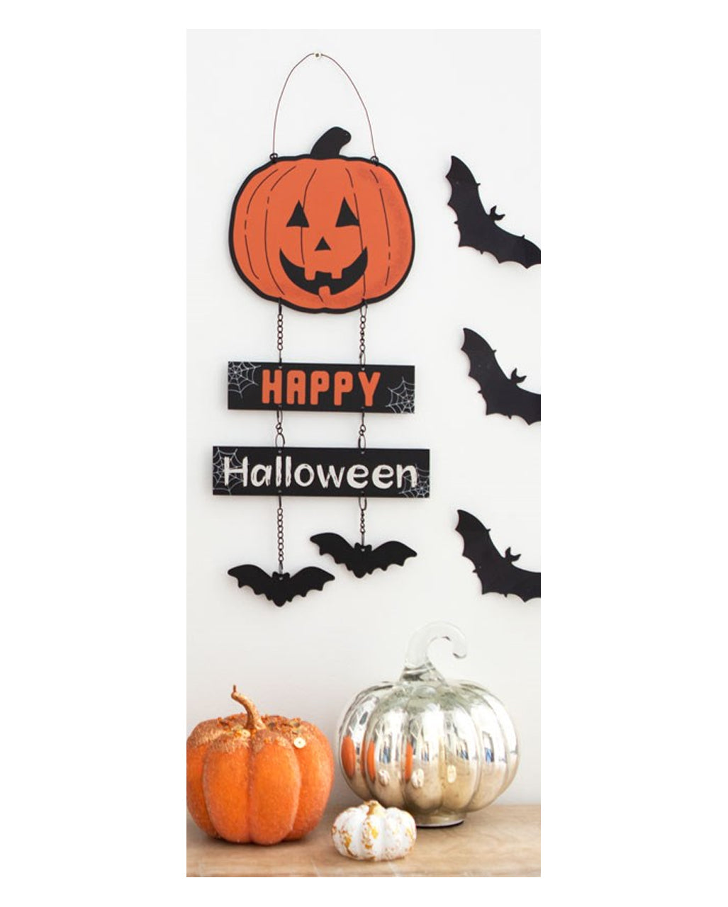 Happy Halloween Hängeschild mit Kürbis 30cm