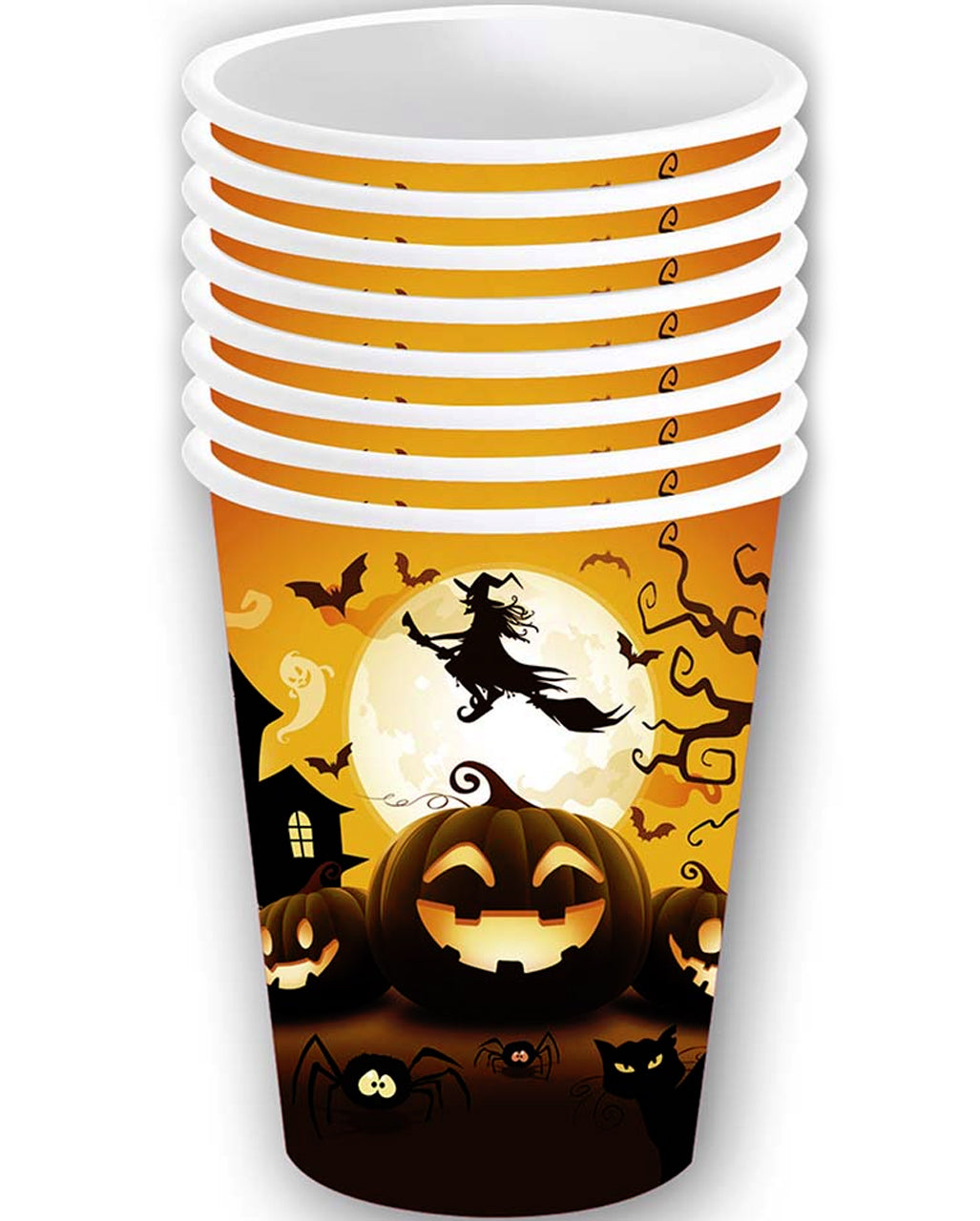 Happy Halloween Pumpkin Paper Cups Large 6 Pcs.