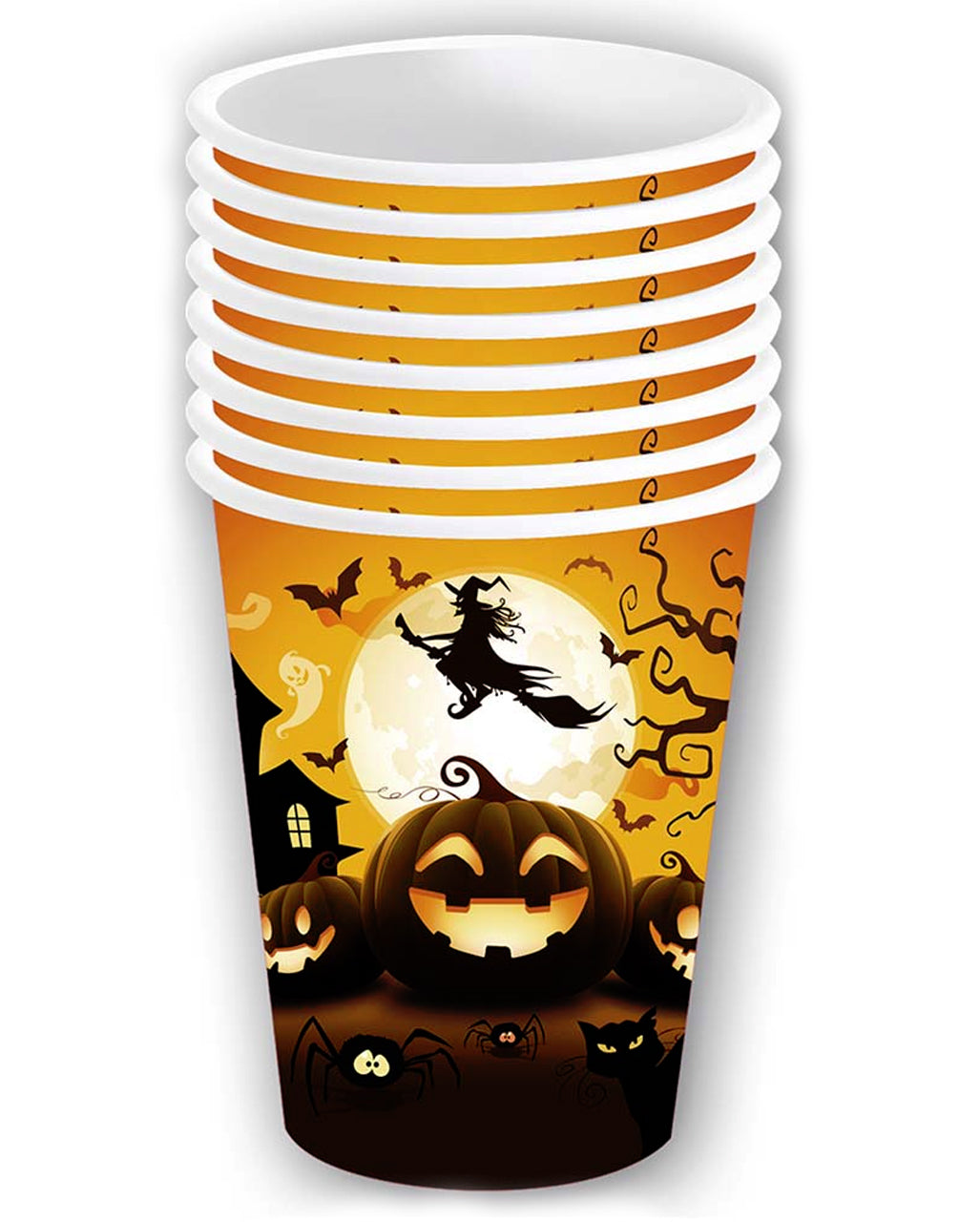 6 Kleine Happy Halloween Kürbis Pappbecher