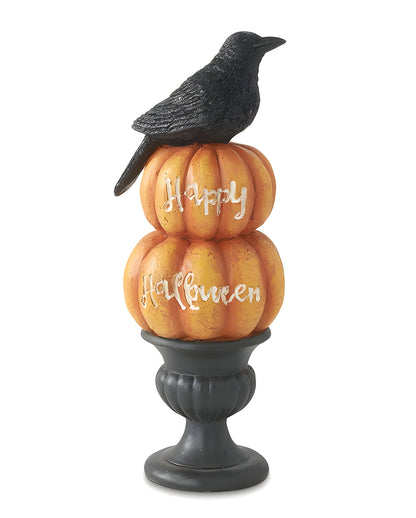 Happy Halloween Kürbisse auf Urne mit Krähe 22cm