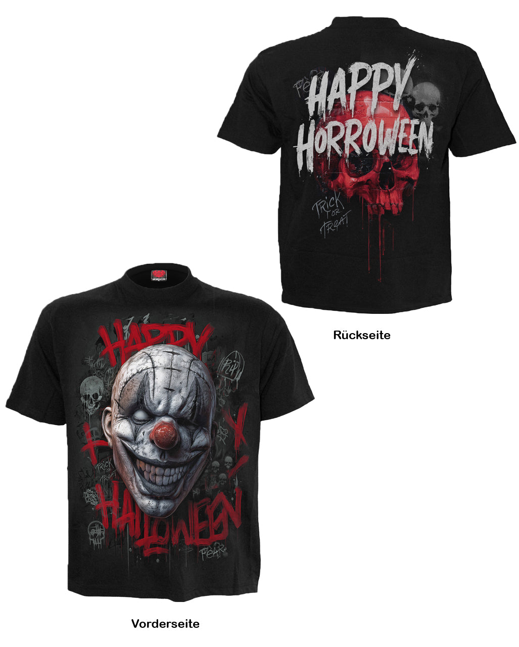 Happy Horroween Horrorclown T-Shirt Schwarz Unisex