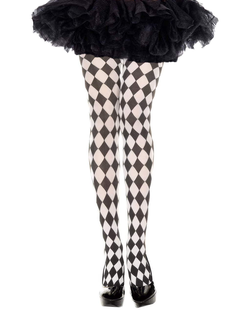 Schwarz-weiße Harlekin Strumpfhose