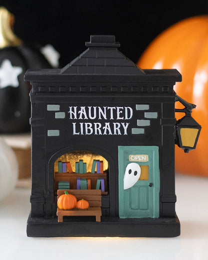 „Spukbibliothek“ LED Leuchtdekoration 13cm