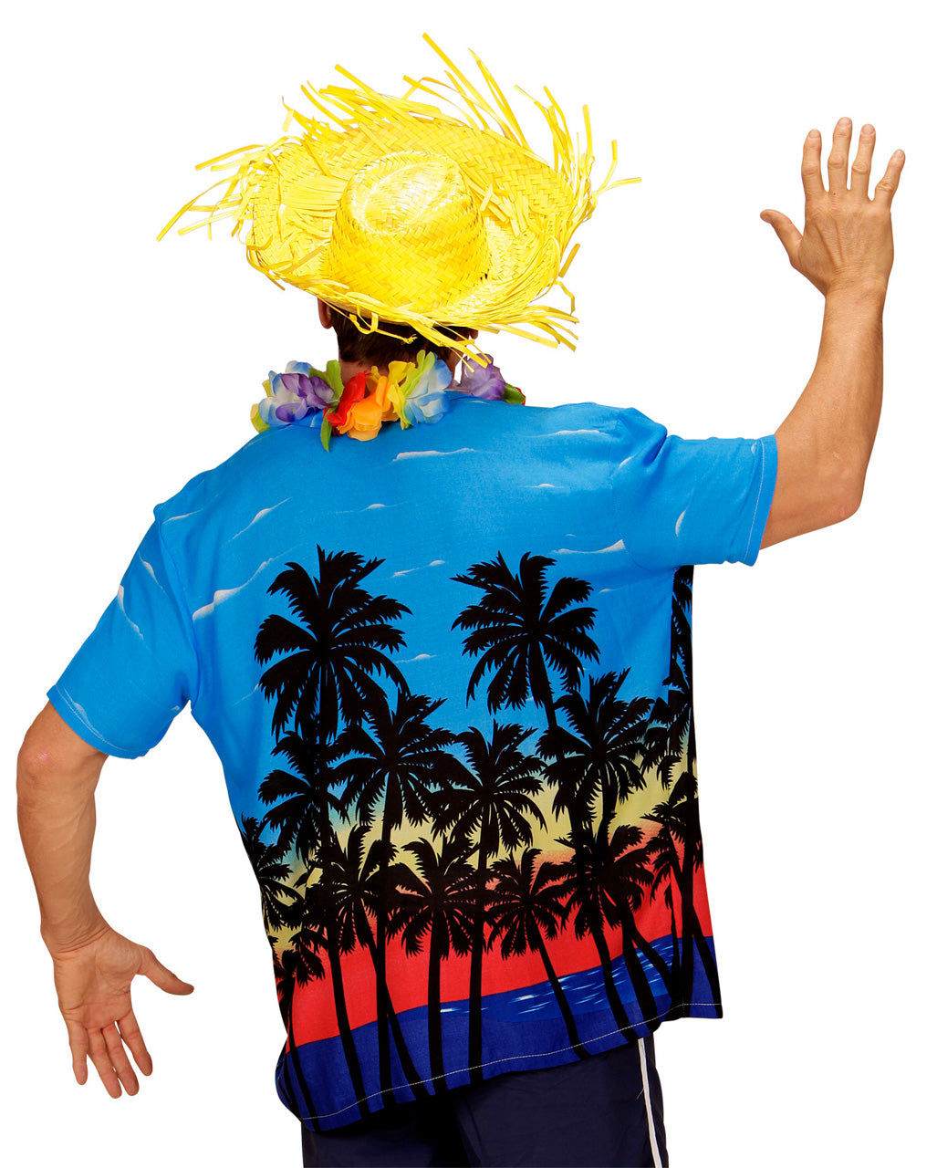 Blaues Hawaii Hemd mit Palmen