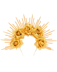 Goldenes Heiligenschein Diadem mit Rosen