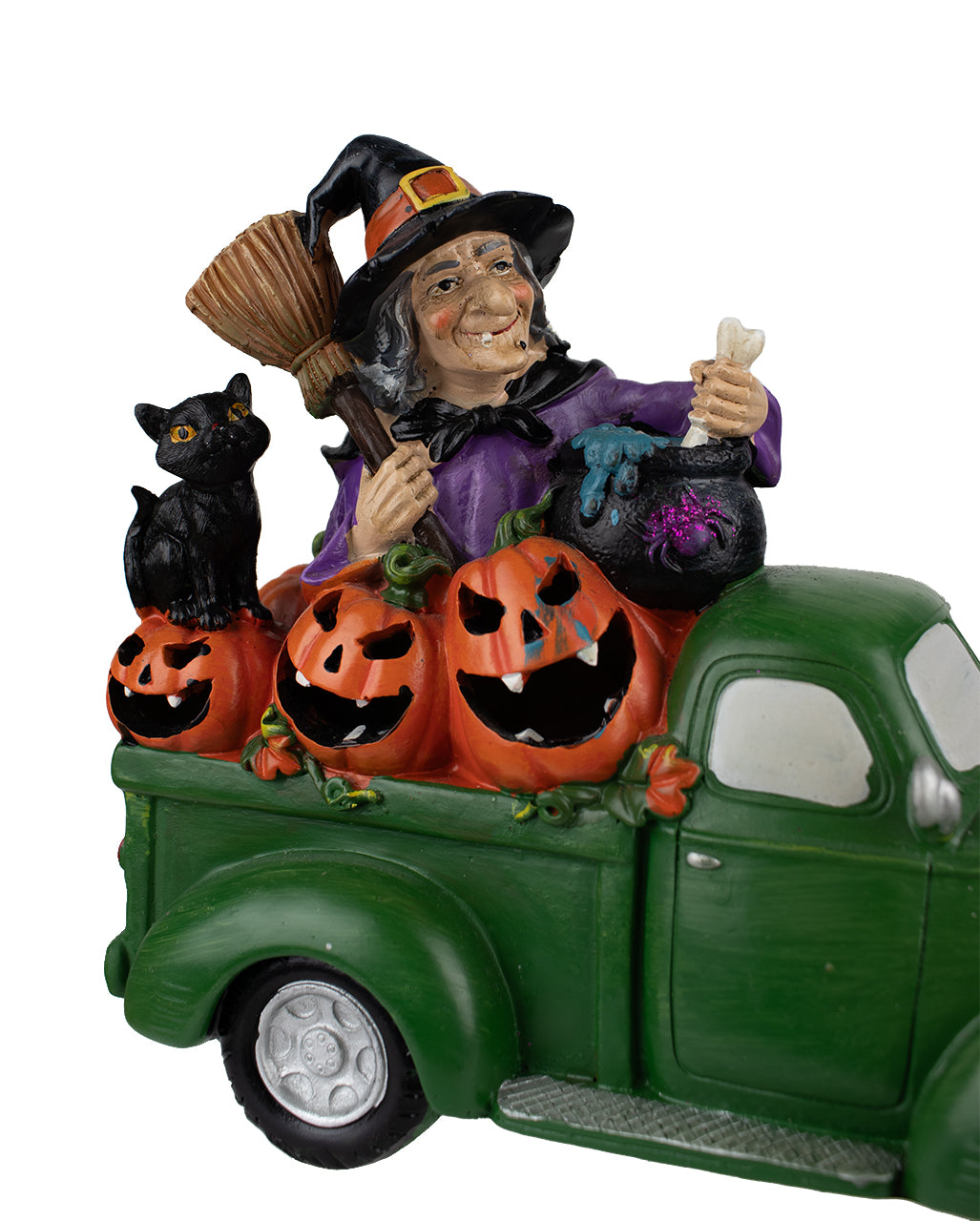 Halloween Pick Up mit Hexe leuchtend 24cm