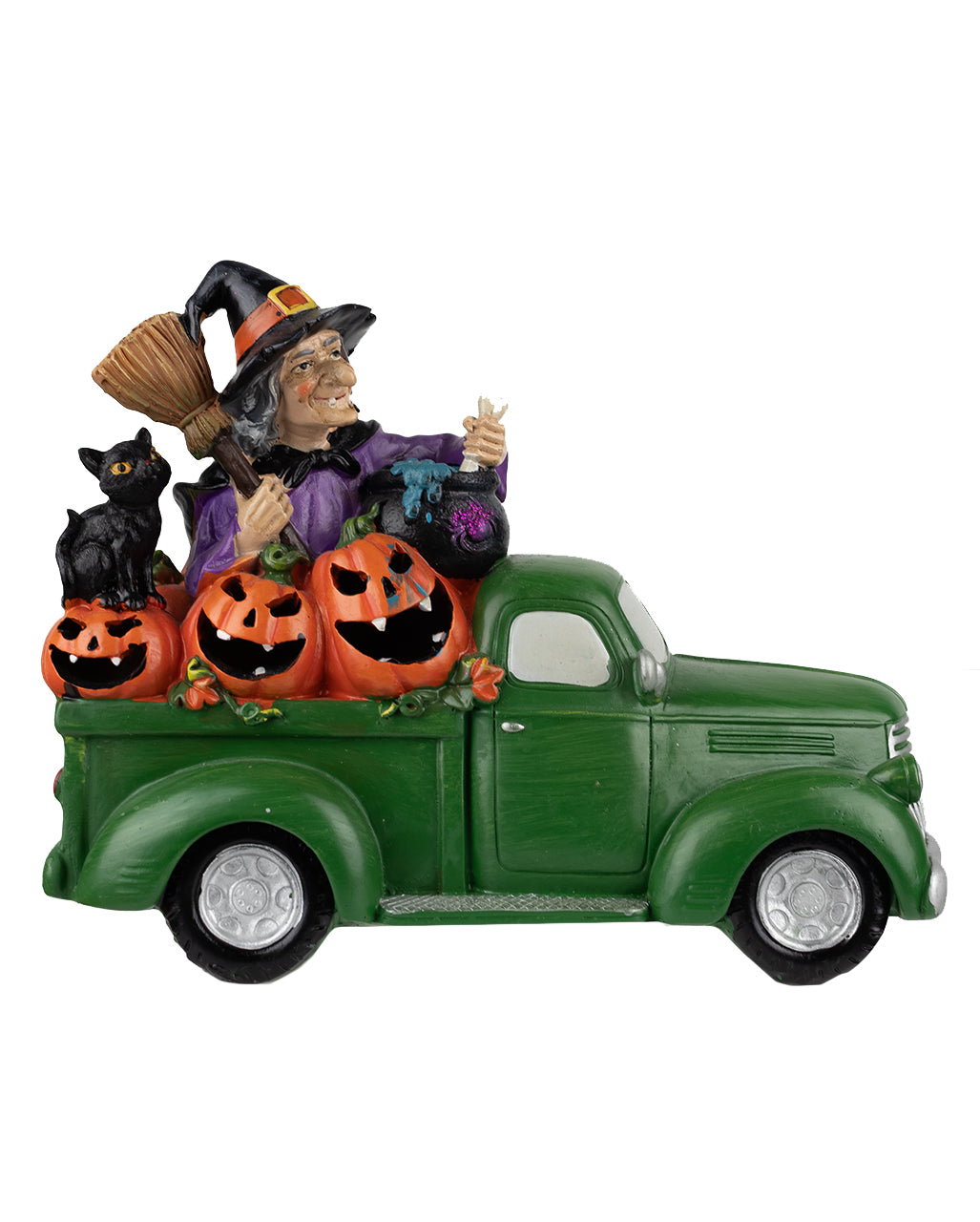 Halloween Pick Up mit Hexe leuchtend 24cm