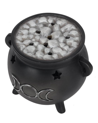 Hexenkessel mit Dreifach-Mond Räucherkegel Halter