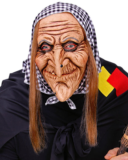 Witch Mask With Headscarf & Hair