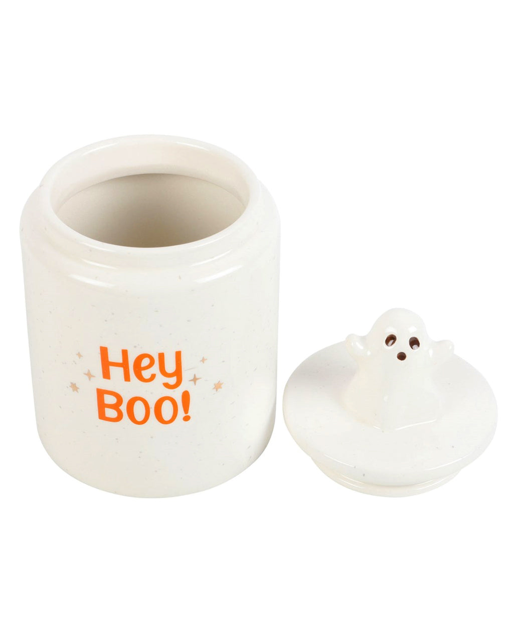 "HEY BOO" Ceramic Storage Container With Ghost 17cm