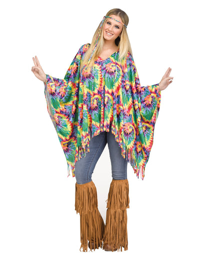 Poncho mit Haarband für Hippies