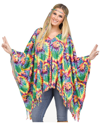 Poncho mit Haarband für Hippies