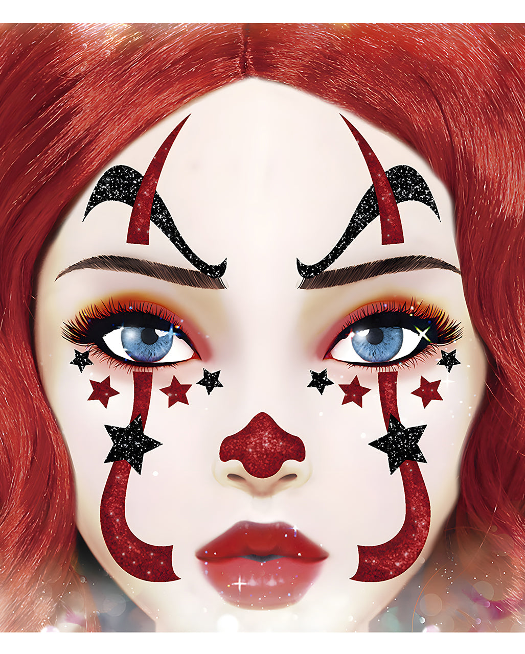 Horror Clown Glitter Face Stickers