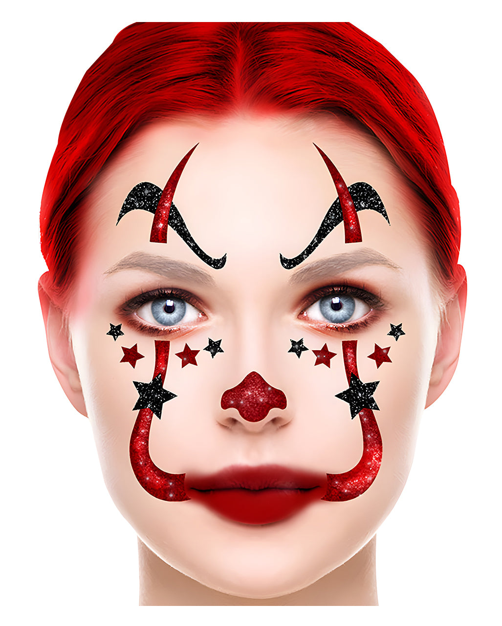 Horror Clown Glitter Face Stickers