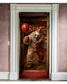 Horror-Clown mit Luftballon Tür & Wanddeko 80x180cm