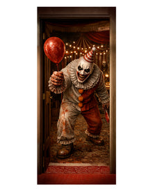 Horror-Clown mit Luftballon Tür & Wanddeko 80x180cm