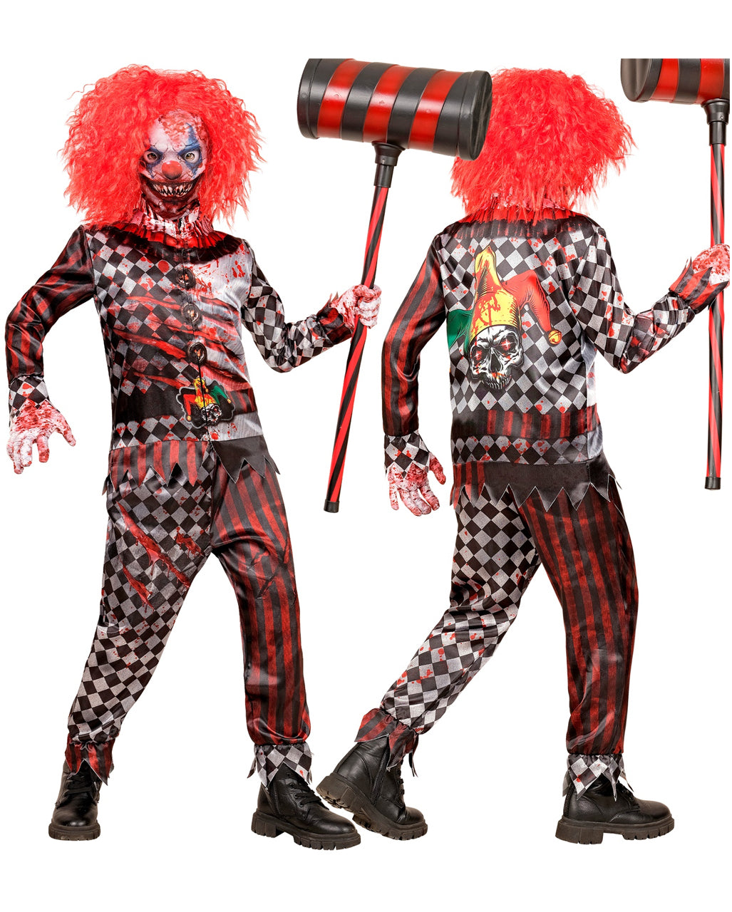 Horror Clown Schnellkostüm für Kinder mit Maske & Handschuhe