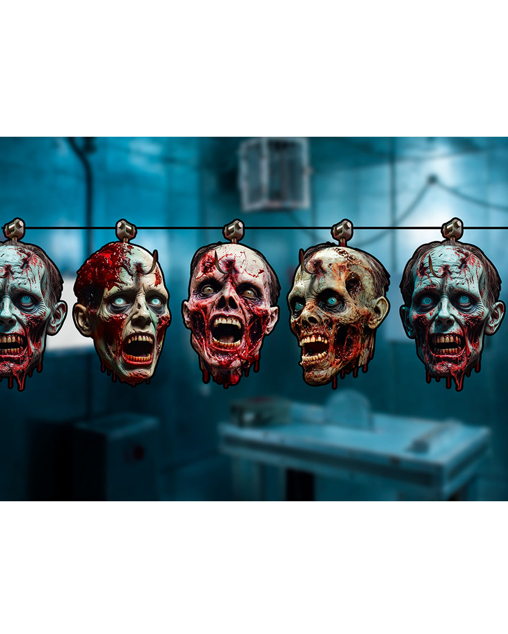 Halloween Girlande mit Zombie Köpfen 300cm