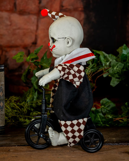 Horrorclown auf Dreirad Halloween Animatronic 39cm