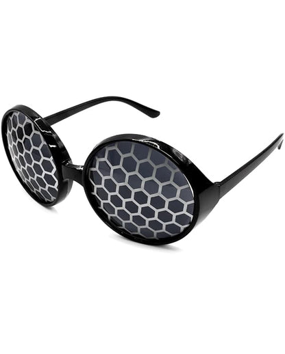 Insect Sunglasses with a Honeycomb Pattern Black