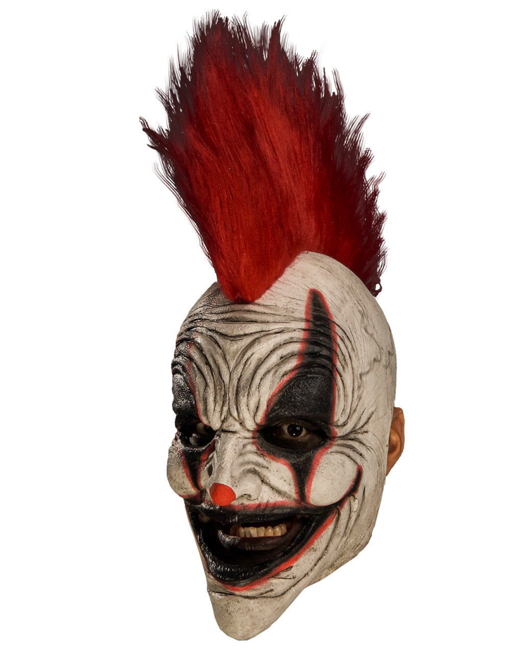 Punk Clown Maske mit Roten Irokesen Kamm