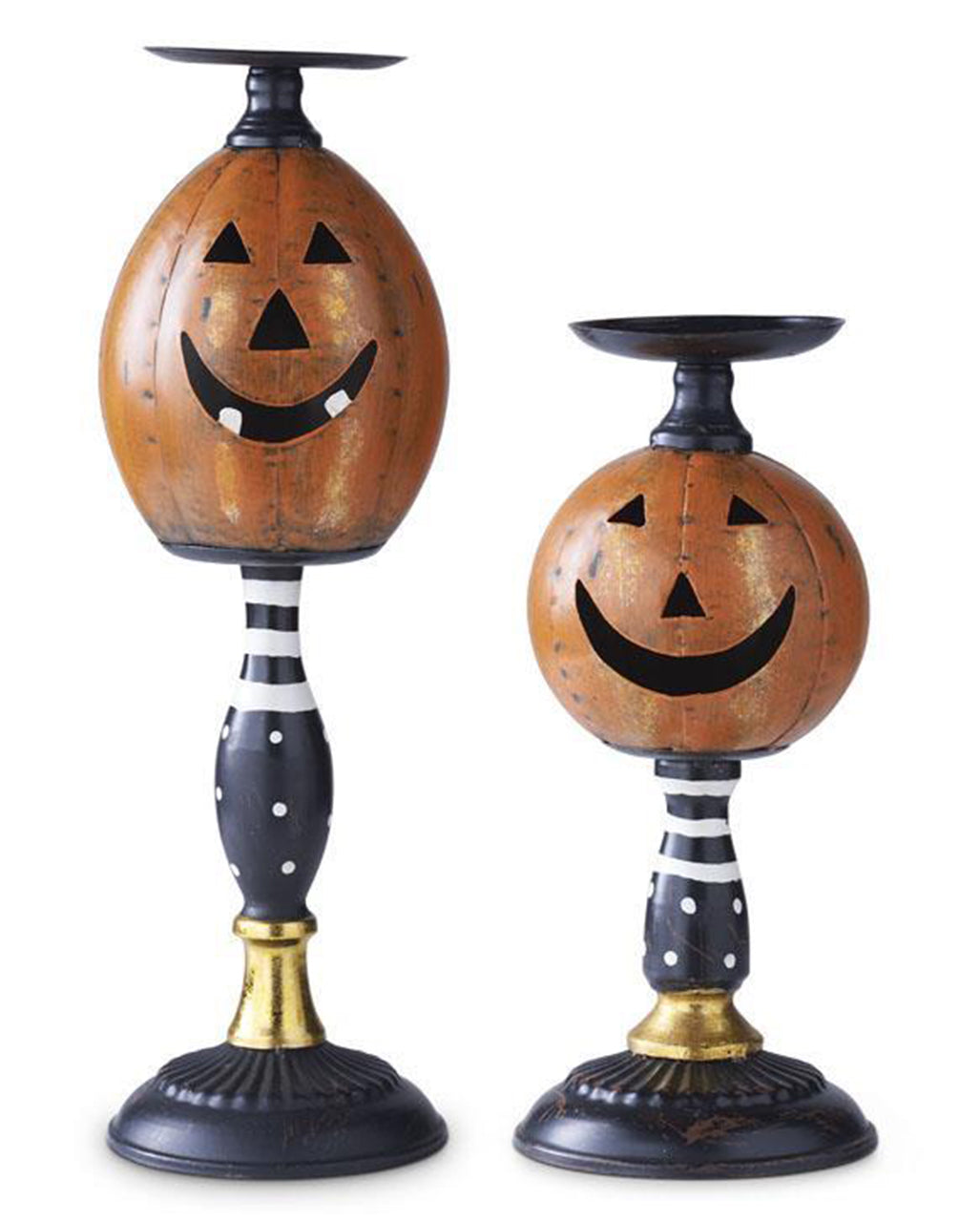 Halloween Kürbis Kerzenhalter 2er Set