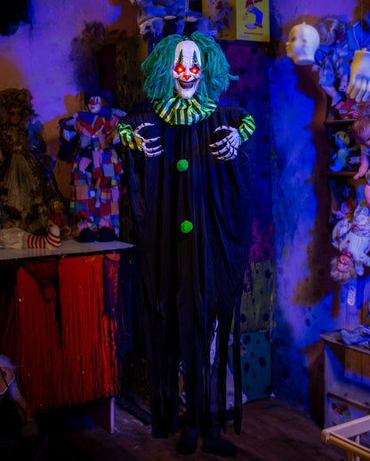 Horror Clown mit Grünen Haaren & LED Augen 120cm