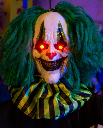 Horror Clown mit Grünen Haaren & LED Augen 120cm