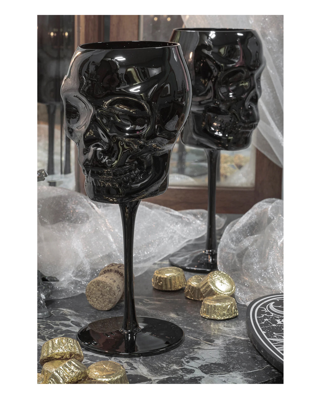 KILLSTAR Cranium Weinglas Schwarz 2er Set